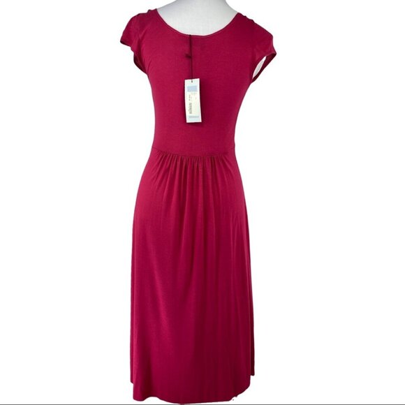 Prairie New York‎ NWT Rose Pink Y2K Gemstone Modal V-Neck Modal MIDI Dress M/C30 - Picture 7 of 14